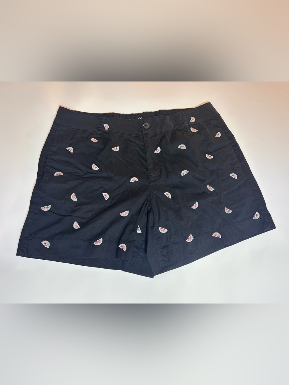 St. John’s Bay Size 14 Navy Embroidered Watermelon Chino Shorts